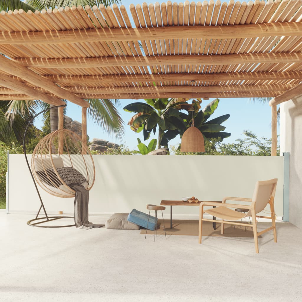 vidaXL Patio Retractable Side Awning 117x600 cm Cream
