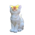 thumbnail image 2 of GROWTH TANK Garden Cat Statue Kitten Butterfly Figure Solar Light Landscape Animal Sculpture White, 2 of 9