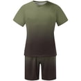 thumbnail image 4 of cllios Mens 2 Piece Short Sets Outfits Classic Gradient Printed Track Suits Summer Casual T Shirts Short Sleeve Drawstring Elastic Waist Beach Shorts with Pockets, 4 of 5