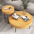 thumbnail image 2 of Costway Ensemble de 2 Tables Basses Rondes Style Ferme Table d'Appoint Fini Naturel pour Salon, 2 of 10