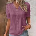 thumbnail image 2 of B91xZ Hauts à Manches Courtes pour Femmes Coupe Décontractée Tee-Shirt Col Rond, Rose 5TG, 2 of 5