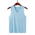 thumbnail image 5 of LOVZFMLL Camisoles pour Hommes Chandail à Enfiler T-shirt Uni Extérieur Élastique Ajusté Sans Marquesr Débardeur Uni à Col en V, 5 of 5