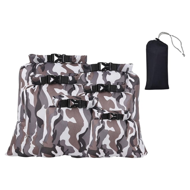 jinwen 6 Pcs Waterproof Dry Bag, Smooth Surface Storage Pack 1.5L, 2.5L, , 3.5L, 5L, 8L Gray