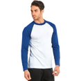 thumbnail image 3 of SLM T-Shirt Raglan de Baseball en Coton à Manches Longues pour Homme - Blanc/royal - 3TG, 3 of 4