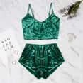 thumbnail image 4 of 2025 Ensembles de Pyjama pour Femmes Velours 2 Pyjamas pour Femmes Grandes Pièces Combinaison Tenue Sans Manches Shorty Pyjamas Dames Haut Court Camisole +, 4 of 7