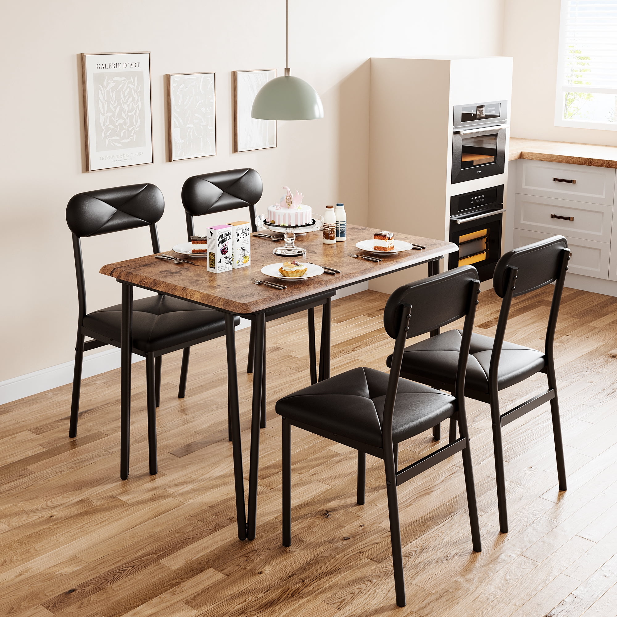 BeesClover Dining Table for 4, Kitchen Table and Chairs for 4, Dining Room Furniture for Breakfast Nook, Apartment,Home Office