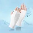 thumbnail image 1 of Gants Blancs Mitaines Femmes Gants de Protection Extérieure Longueur Poignet Gants de Conduite Anti-Soleil Gant Sans Doigts, 1 of 3