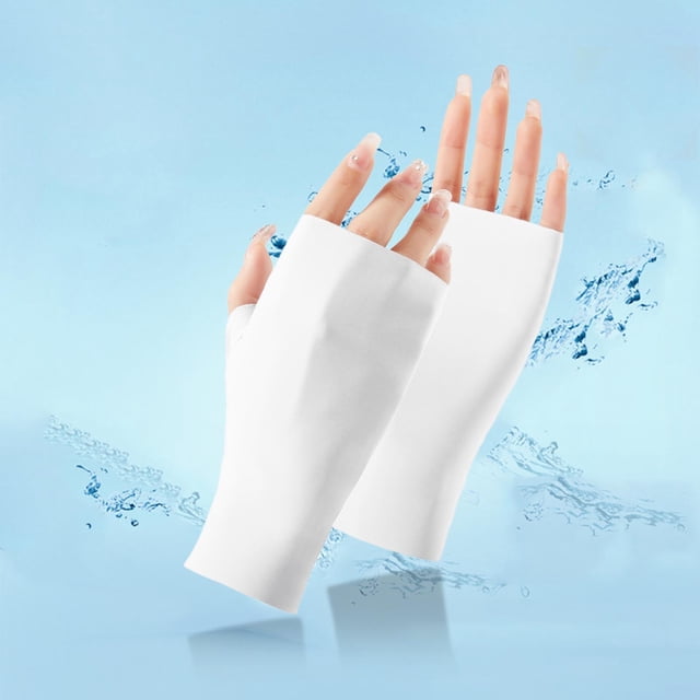 Gants Blancs Mitaines Femmes Gants de Protection Extérieure Longueur Poignet Gants de Conduite Anti-Soleil Gant Sans Doigts