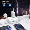 thumbnail image 4 of 5 Ft Flat Extension Cord, Tcstei Ultra-Thin Flat Plug Surge Protector Power Strip, 3-Sided Outlet Extender, 8 AC Outlets and 4 USB Ports(2 USB C) for Home, Office, Dorm Room Essentials, ETL, White, 4 of 7