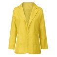 thumbnail image 3 of Meichang Womens Casual Blazers Jackets Solid Color Long Sleeve Open Front Work Office Blazers Slim Fit Lapel Jackets with Pockets Cardigans Plus Size Yellow S, 3 of 5