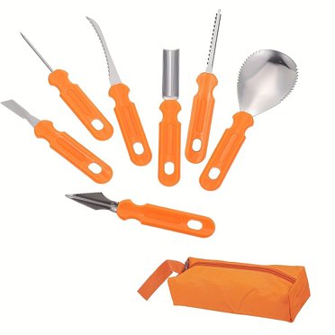 Sculpture de Citrouille d'Halloween 10 Pcs en Acier Inoxydable avec Rangement DIY Jack O Sculpture pour Halloween