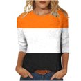 thumbnail image 1 of CEHVOM T-shirt Mode Imprimé pour Femmes Manches 3/4 Blouse Col Rond Hauts Décontractés Liquidation, 1 of 5