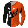 thumbnail image 1 of Pisexur Chandails d'Halloween à Col Rond à Manches Longues Chemise Élégante à Imprimé Graphique Chandails d'Halloween Mode Décontractée Chandail à Boutons à Enfiler Hauts Grande Taille Chandail P-5TG, 1 of 4