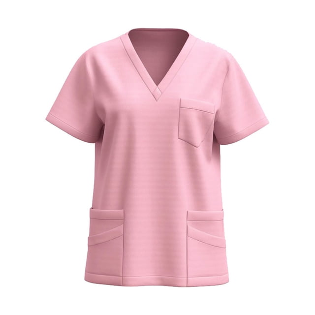 Tuniques à Manches Courtes pour Femmes, Col en V, Extensibles 4 Directions, Hauts Infroissables, T-Shirts d'Uniforme de Travail Infirmier, Uniforme d'Infirmière Décontracté