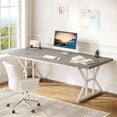 thumbnail image 2 of Fnova 70.86" Dining Table for 6, Modern Rectangular Kitchen Table for Dining Room, Gray, 2 of 9
