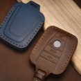 thumbnail image 4 of 1pc Blue/Brown Leather Remote Car Key Fob Case Cover Holder Shell For Bmw I3 I8 2014+ Keyless Delicate Keys Protector, 4 of 9