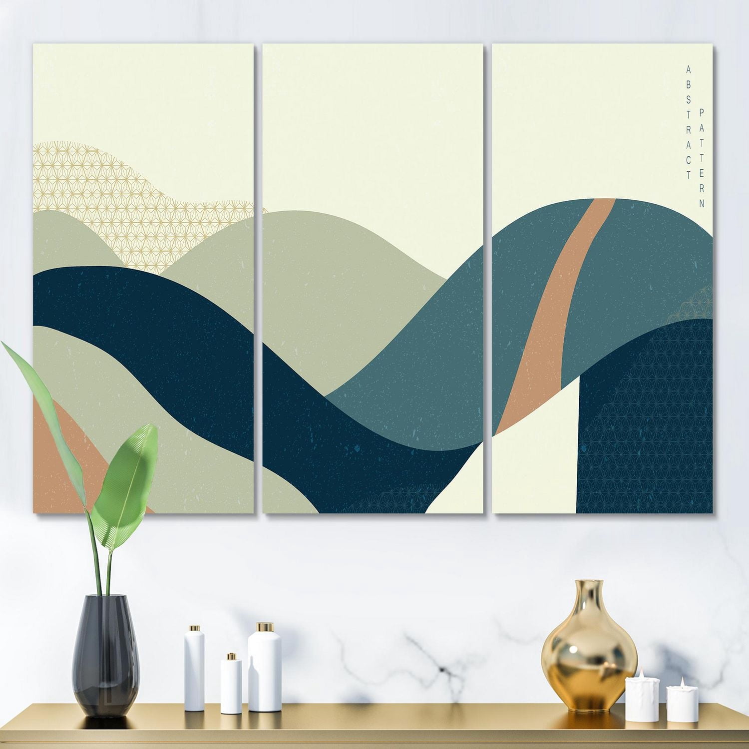 Designart Paysage géométrique abstrait avec des collines Art mural sur toile