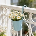 thumbnail image 1 of 4 Inch Railing Planter for Outdoor Plants - Small Balcony Hanging Flower Pots with Detachable Hooks and Drain Holes Metal Oval Bucket Rail Box Fence Planters for Home Garden Decor, Multicolor, 1 of 7