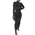 thumbnail image 1 of U.Vomade Combinaison Longue Aguichant pour Femmes à Manches Longues, Col Montant, Mode, Simple, Couleur Unie, au-Dessus du Genou, Élégante, Pyjama Aguichant, Robe de Fête d'Anniversaire, 1 of 3