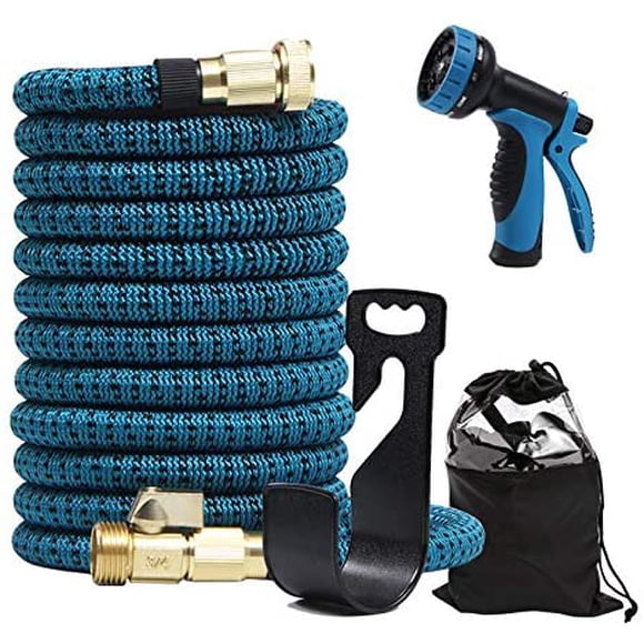 Stanz (TM) 50FT Garden Hose Expandable Hose - Heavy Duty Flexible Leakproof Hose - 8-Pattern High-Pressure Water Spray Nozzle & Bag & Plastic Holder