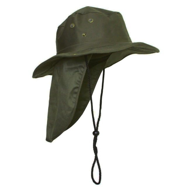 Top Headwear Chapeau Bob Safari Explorer avec Couvre-Nuque à Rabat - Olive, Grand