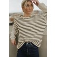 thumbnail image 4 of FOLUNSI Elegant Striped Patchwork Tee - Long Sleeves, Classic Chic Fit, 4 of 5