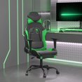 thumbnail image 1 of vidaXL Gaming Chair with Footrest Black and Green Faux Leather, 1 of 5