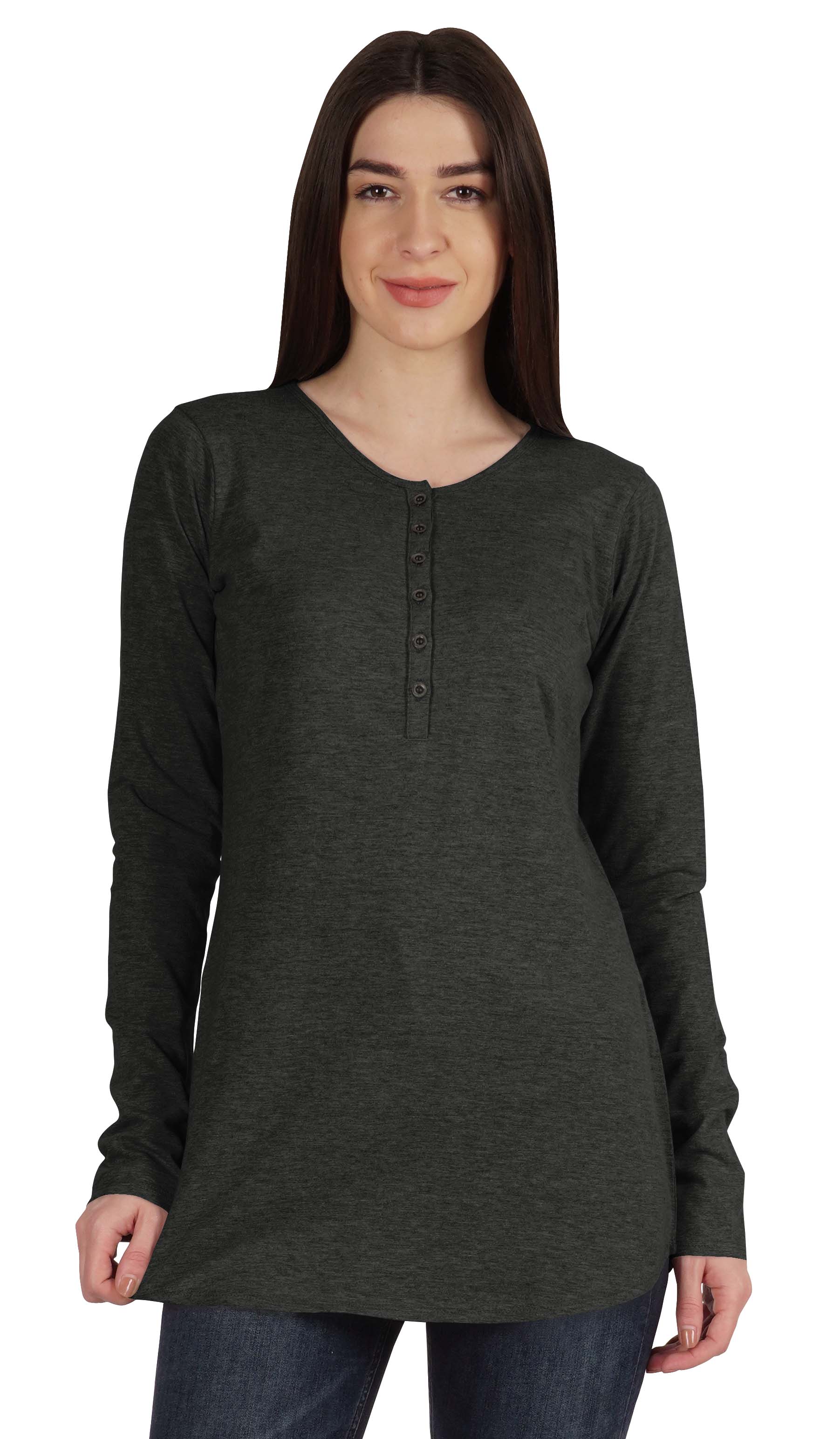 Inkmeso Tshirt With Buttons Jersey Tee Long Sleeve Top For Women