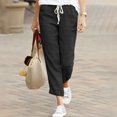 thumbnail image 2 of Yuyuzo Womens Cotton Linen Slacks Plus Size Lounge Pants Drawstring Waist Straight Leg Trousers Solid Color, 2 of 4