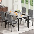 thumbnail image 3 of Furlinkhm Dining Table Set for 4 , Modern 5 Piece Dining Table Set Faux Marble Kitchen Table & 4 Velvet Upholstered Chairs, Dining Room Set for Small Space, Beige & Grey, 3 of 9