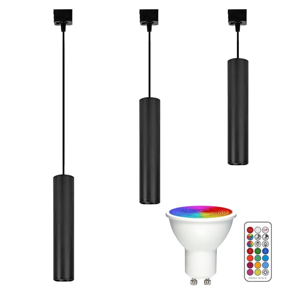 FSLiving H Type Linear Look Track Lighting, Accent Light by Remote Control, Color Changing RGB Tunable White GU10 Timer Bulb 7.9in Light H Track Mounted for Living Room Dining Room Customizable