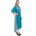 thumbnail image 2 of Bimba Women's Rayon Aqua Kurti Asymmetrical Hem Designer Kurta With Scarf - 30, 2 of 9