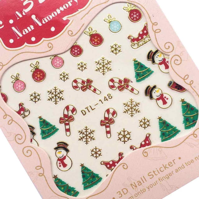 Nails Art Sticker Merry Christmas 3D Nails art Golden Elements Nail Wrap Sticker Tips DIY Manicura Stickers Tool