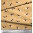 thumbnail image 3 of Soimoi Orange Moss Georgette Fabric Bird,Paw & Cocker Spaniel Dog Print Sewing Fabric Yard 42 Inch Wide, 3 of 3