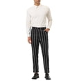 thumbnail image 2 of INSPIRE CHIC Men's Dress Stripe Pants Slim Fit Flat Front Business Trousers, 2 of 5