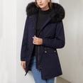 thumbnail image 2 of Yuyuzo Womens Winter Coats Hooded Long Sleeve Button Zip up Quilted Jacket with Zipper Pockets Solid Color, 2 of 6