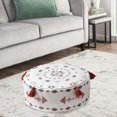 thumbnail image 2 of Housse de Pouf Ottoman Non Rempli DIY Repose-Pieds Housse de Repose-Pieds avec Pompon Pouf pour b-Rouge, 2 of 4