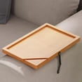thumbnail image 4 of Sofa Armrest Tray Table | Wood Side Table Mini Coffee Table | Cell Phone Bracket Holder | Recessed Top | Card Diploma Rack | Secure Design | Beige | 13x8.66x0.78in | 1 Piece, 4 of 6