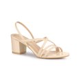 thumbnail image 1 of BLISSFUL STEP Women's Solid Color Strappy Slingback Block High Heels Sandals Beige Pink 5, 1 of 7