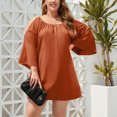 thumbnail image 2 of Birdeem Robe d'Été Décontractée et Aguichant pour Femme, Col Carré, Manches Longues, Ample, Unie, Grande Taille, 2 of 7