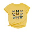 thumbnail image 2 of SMihono Hauts pour Femmes Été Décontracté Mode Féminine Décontracté Ample Imprimé Papillon Col Rond T-Shirt Grande Taille, 2 of 3