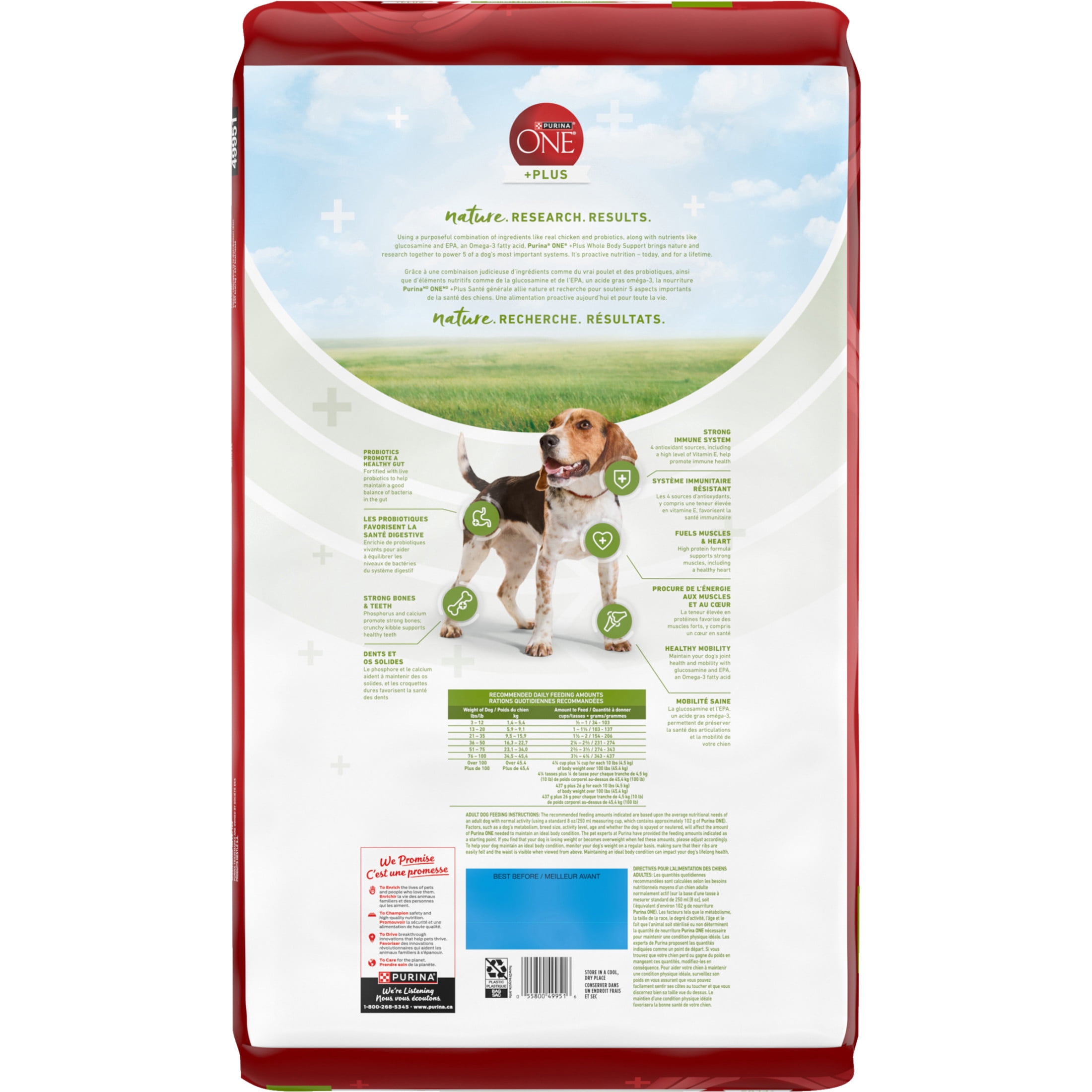 Purina ONE +Plus Soutien de Tout le Corps avec du Vrai Poulet, Nourriture Sèche pour Chiens 9.5 kg