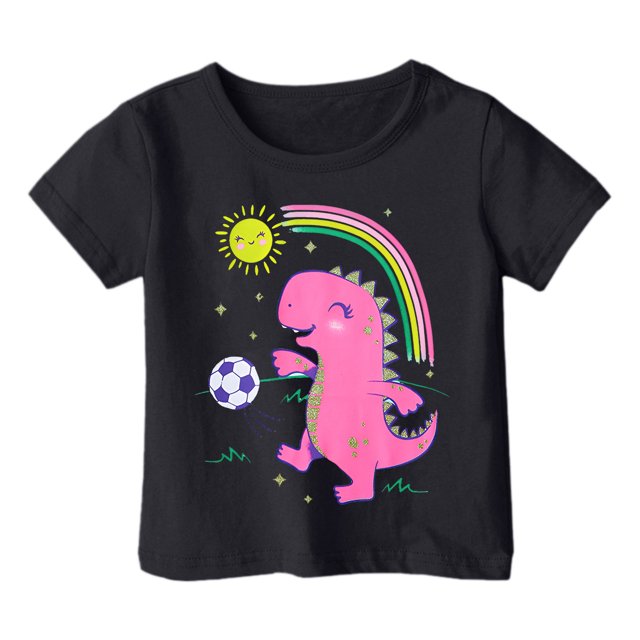 6x T-Shirt Lépreux Filles Garçon et Fille Mode Décontractée Imprimé Col Rond Manches Courtes T-Shirt Haut