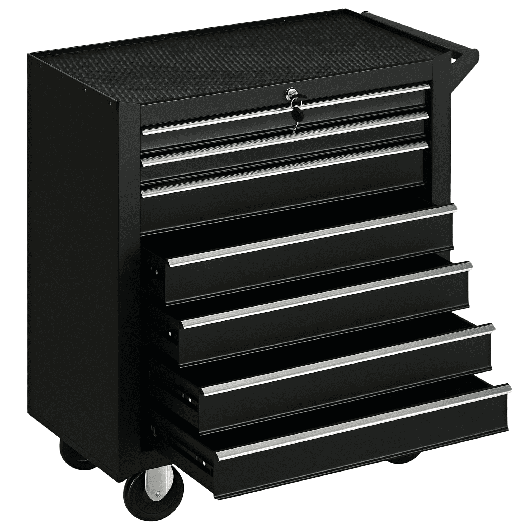 CoSoTower Mobile Lockable Toolbox, 7 Drawer Tool Chest, Storage Organizer with Handle for Workshop, Mechanics, Garage, Black