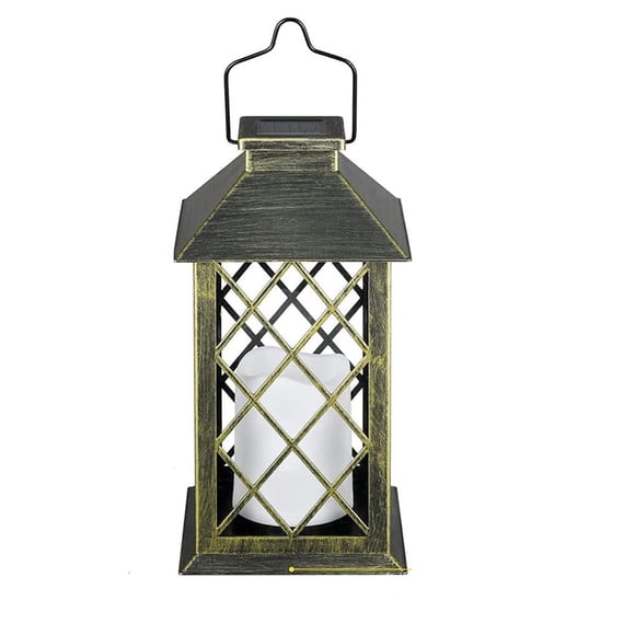Lanternes Solaires Extérieures Suspendues, Ornement Ajouré en Métal de 11,02 Po, Lumière de Jardin DEL pour Patio, Cour, Brun Lueur Chaude