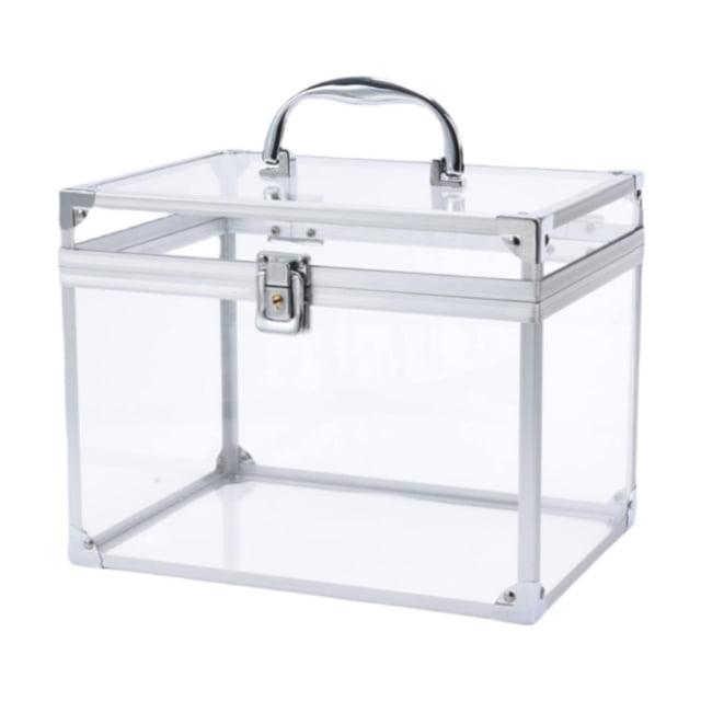 Bunblic Acrylic Makeup Organizer Cosmetic Display Case Elegant Transparent Crown Box Decorative Box Wedding Birthday Gift for Desktop Clear
