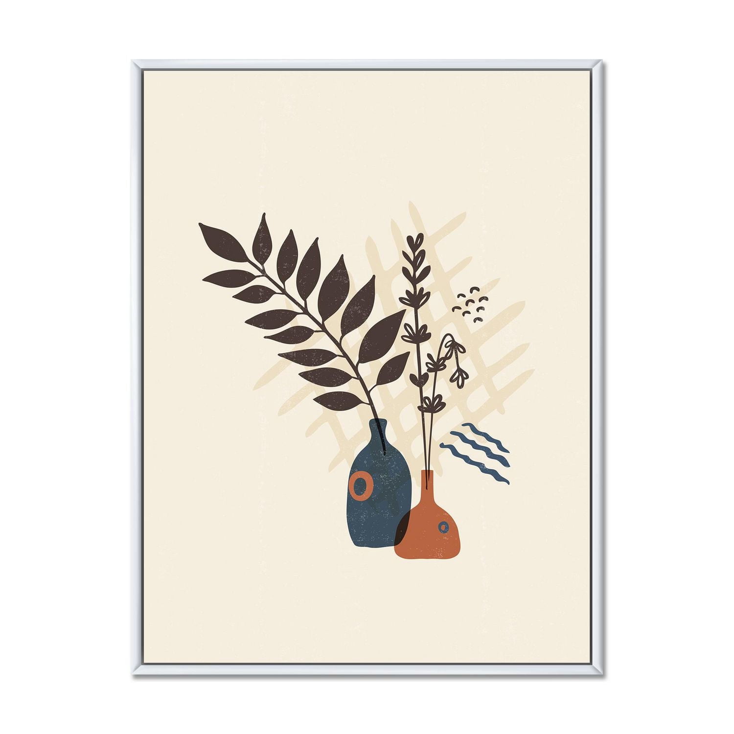 Designart Fleurs minimalistes Boho Vintage I ART MURAL À CADRE FLOTTÉ
