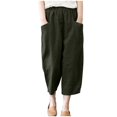 thumbnail image 1 of Mode Femmes Été Décontracté en Vrac Coton et Lin Poche Pantalon Solide Pantalons, 1 of 8