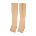thumbnail image 2 of Bas de Compression, Bas de Compression à Bout Ouvert pour Décompression avec Fermeture Éclair Favorisant la Circulation Sanguine, Jambe Élastique Amincissante en Nylon pour le Sport pour Hommes Couleur Peau, Noir, 2 of 8