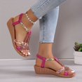 thumbnail image 2 of KAMUCC Women's Sandals with Wedge Design High Heel Rhinestone Bands and Elastic Strap Versatile for Outdoor and Beach, 2 of 5